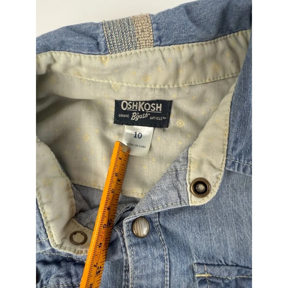 OskKosh B'gosh Western Peral Snap Chambray Youth Boys Shirt Size 10‎